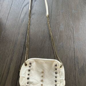 Lanvin Cream Crossbody Bag with Vintage Texture and Metallic Accents